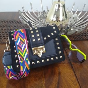 Multi Color Shoulder Strap Crossbody Vegan Leather/Suede bag